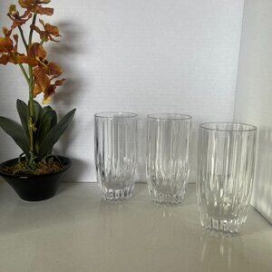 3 Mikasa Park Lane Crystal Highball Glasses Discontinued Vertical Cut Elegant